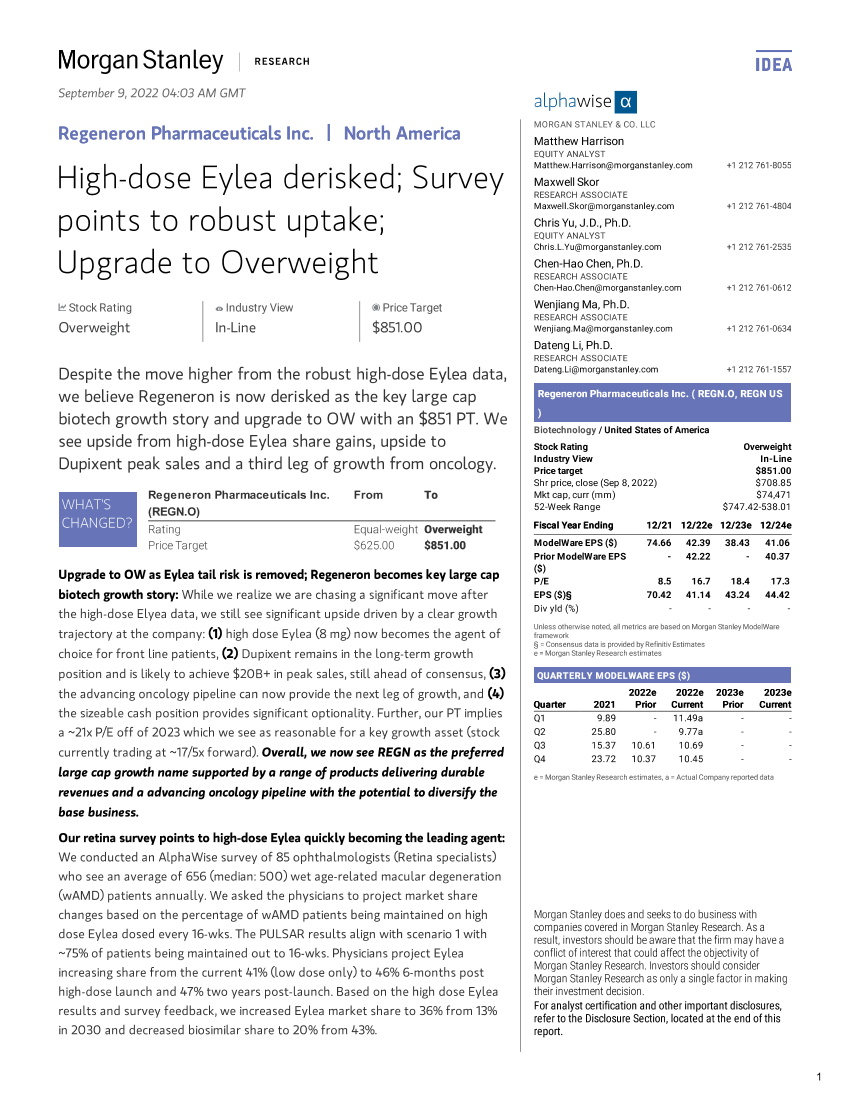 REGN.OQ-Morgan Stanley-Regeneron Pharmaceuticals Inc. High-dose Eylea derisked; SuREGN.OQ-Morgan Stanley-Regeneron Pharmaceuticals Inc. High-dose Eylea derisked; Su_1.png